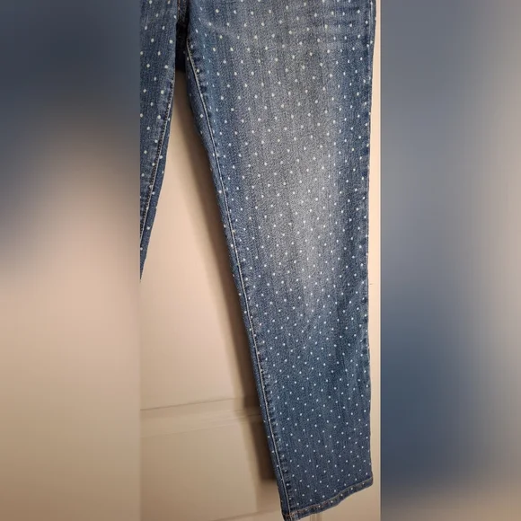 Chicos Platinum Denim Dot Boyfriend Jeans Womens Sz 00 Bohemian Casual Office - Picture 9 of 10